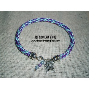 Kumihimo pulsera lila y azul