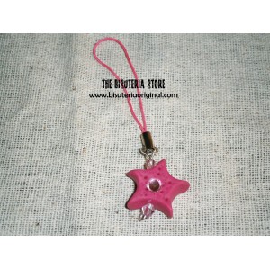 Pink star phone strap