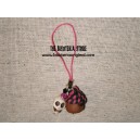 Black&pink cupcake and skull phone strap