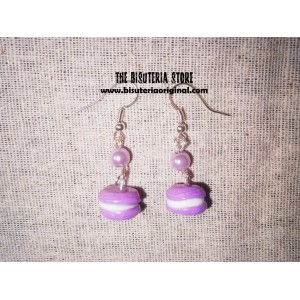 Pendientes macaron lila y perla