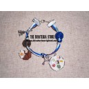 Pulsera charms y nudos tonos azules