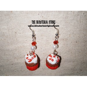 Pendientes cupcake base roja