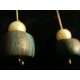 Pendientes fimo marrón y azul y perla