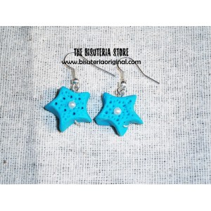 Blue star earrings